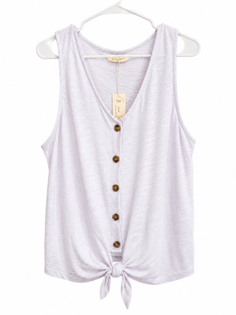 78 & Sunny Redondo Beach Tank Top White 2X NWT Tie Front Button Down